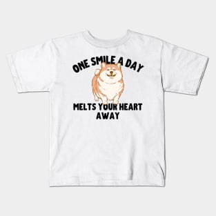 One Smile A Day Melts Your Heart Away Cute Shiba Akita Inu Kids T-Shirt